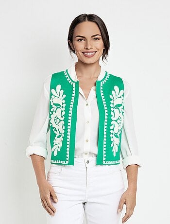 Chaleco sin mangas de punto y bordado - AFIBEL