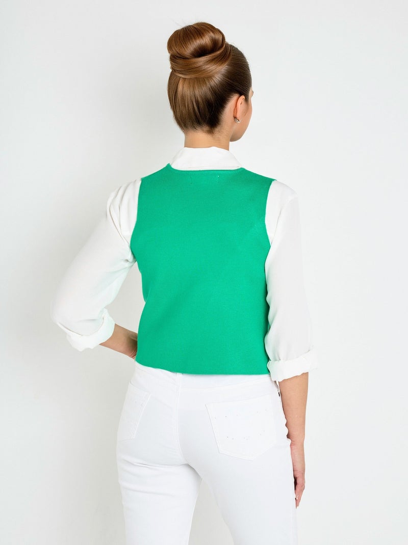 Chaleco sin mangas de punto y bordado - AFIBEL Verde - Kiabi