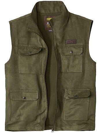 Chaleco sin mangas de tejido efecto ante con cuello alto y cremallera