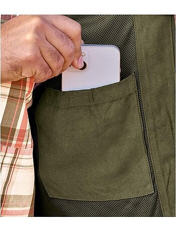 Chaleco sin mangas de tejido efecto ante con cuello alto y cremallera
