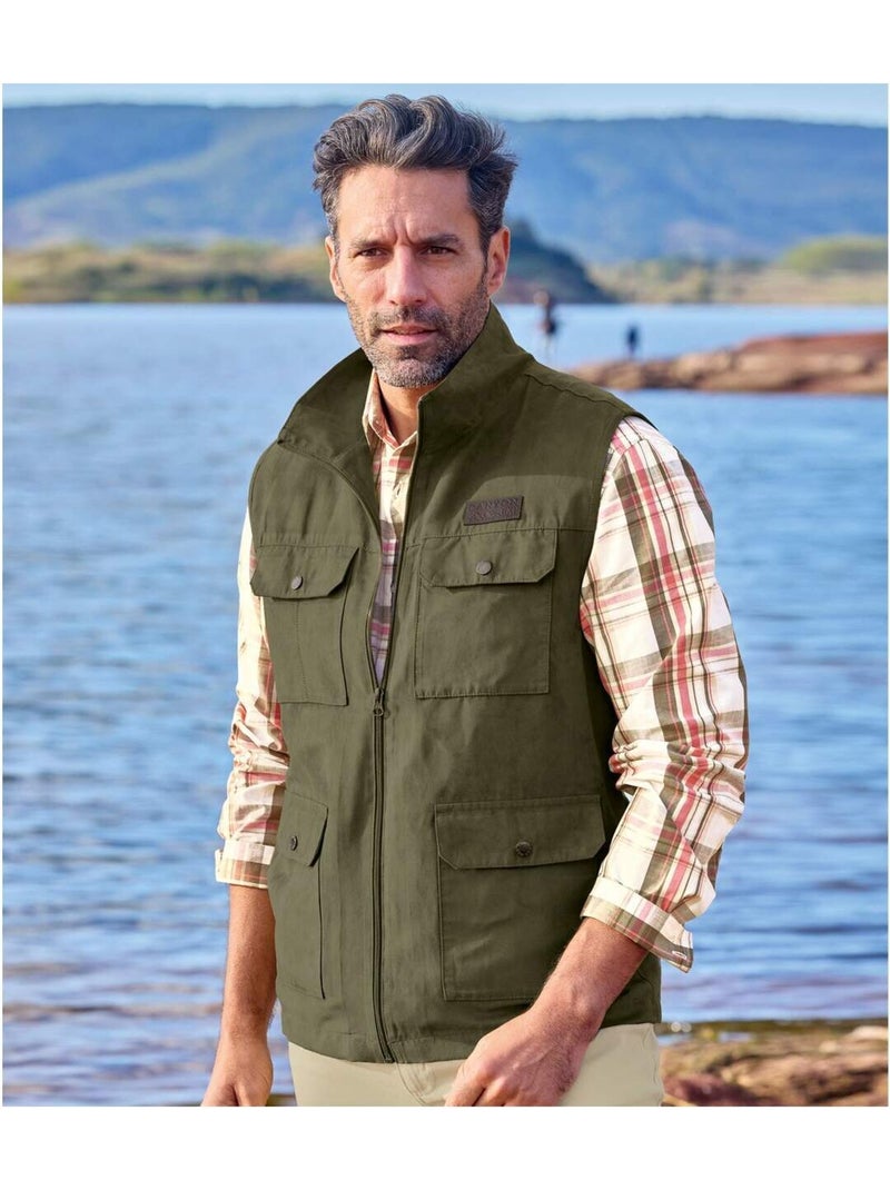 Chaleco sin mangas de tejido efecto ante con cuello alto y cremallera Bronce - Kiabi
