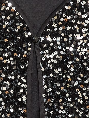 Chaleco sin mangas de terciopelo con lentejuelas