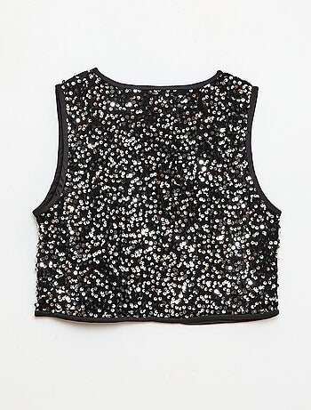 Chaleco sin mangas de terciopelo con lentejuelas