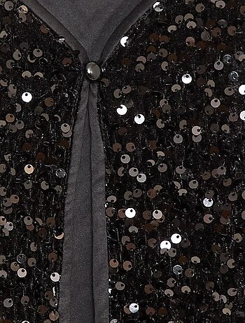 Chaleco sin mangas de terciopelo con lentejuelas