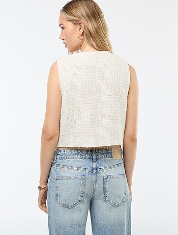 Chaleco sin mangas de tweed con botones fantasía