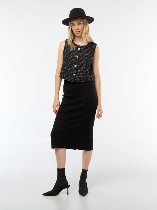 Chaleco sin mangas de tweed con botones fantasía - Kiabi