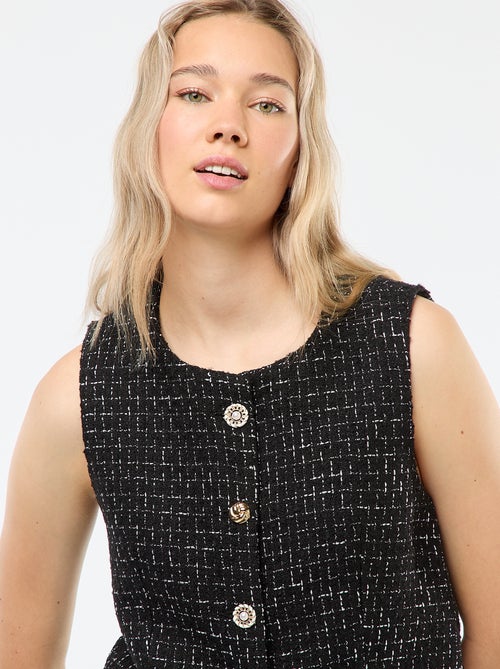 Chaleco sin mangas de tweed con botones fantasía - Kiabi