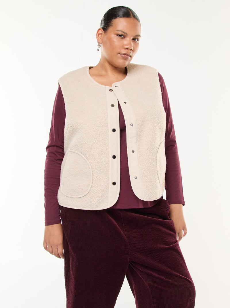 Chaleco sin mangas efecto borreguito Beige - Kiabi