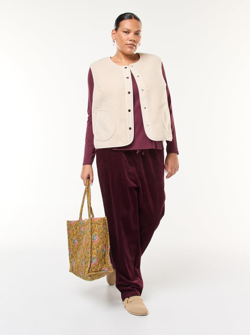 Chaleco sin mangas efecto borreguito Beige - Kiabi