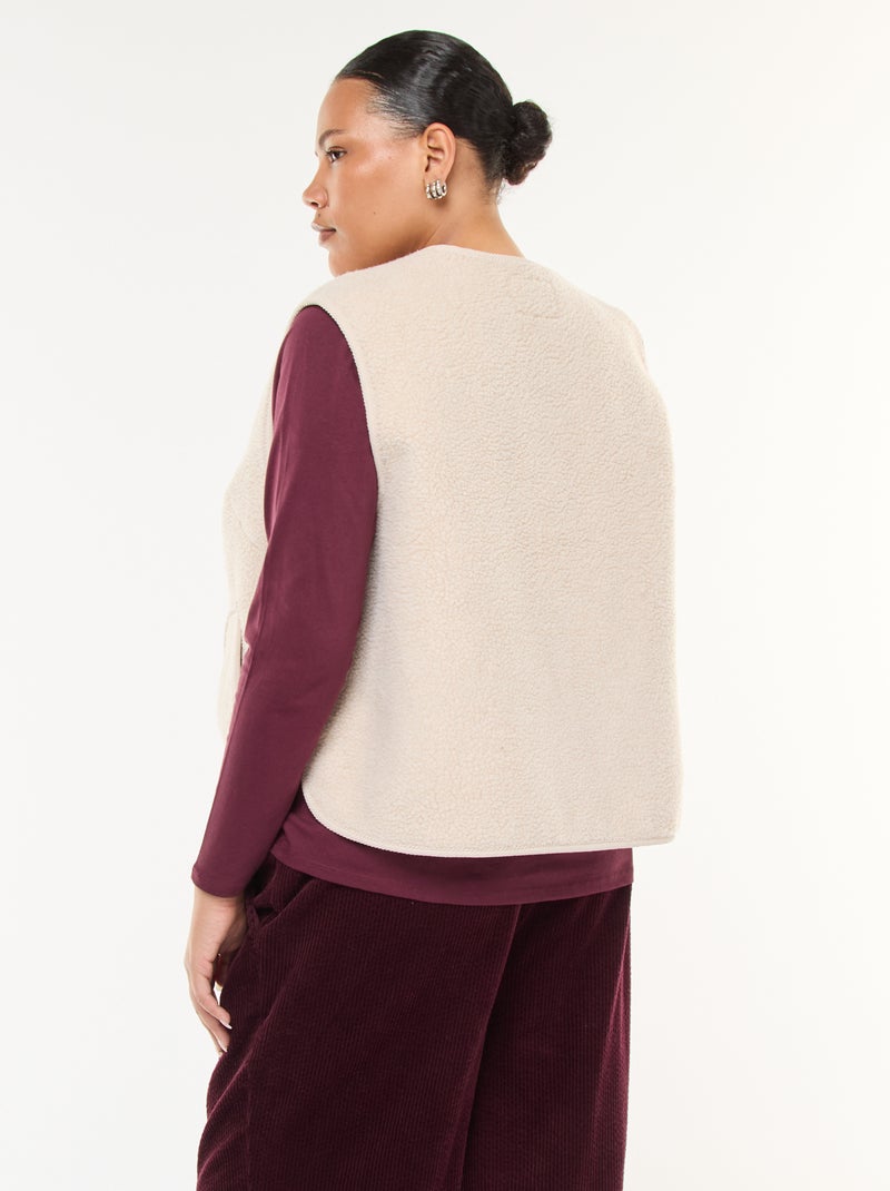 Chaleco sin mangas efecto borreguito Beige - Kiabi