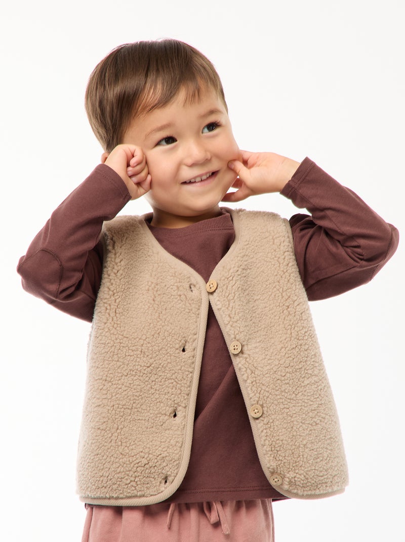 Chaleco sin mangas efecto borreguito Beige - Kiabi