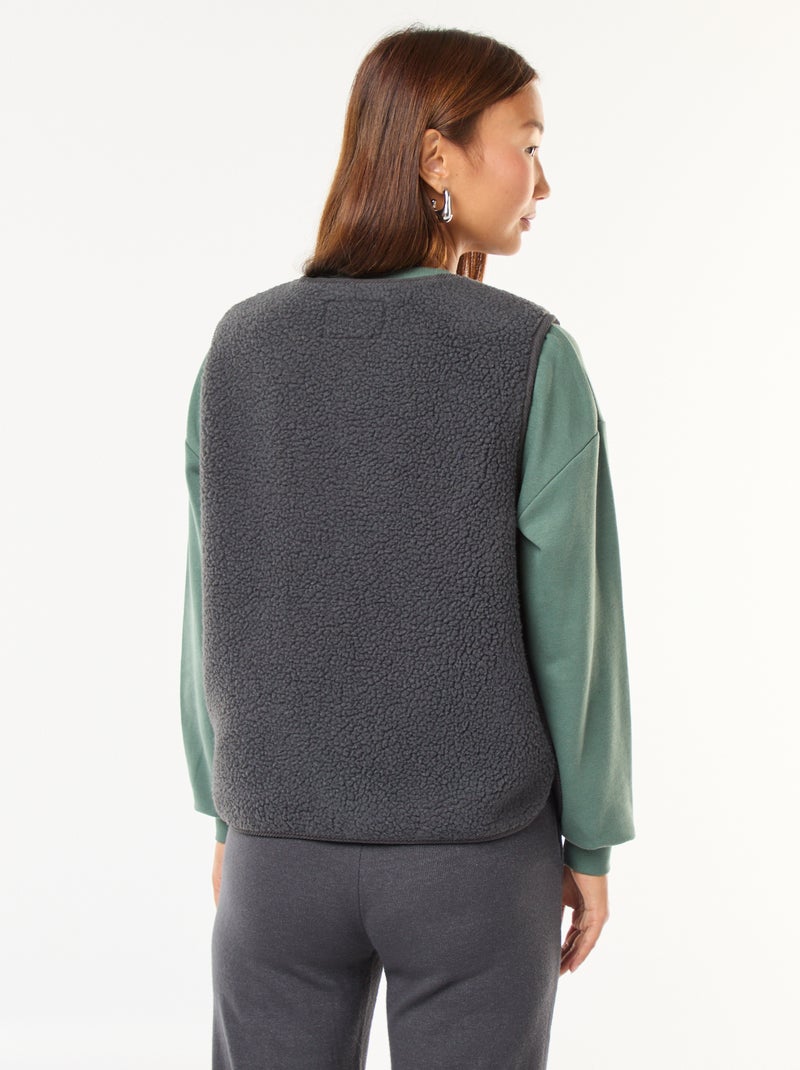 Chaleco sin mangas efecto borreguito Gris - Kiabi