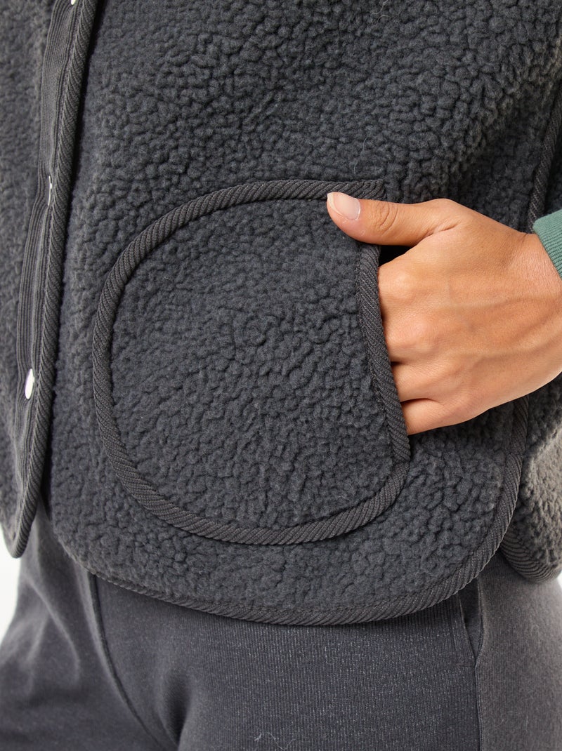 Chaleco sin mangas efecto borreguito Gris - Kiabi