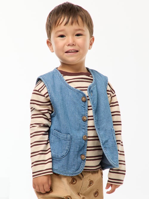 Chaleco sin mangas efecto jean de pana - Kiabi