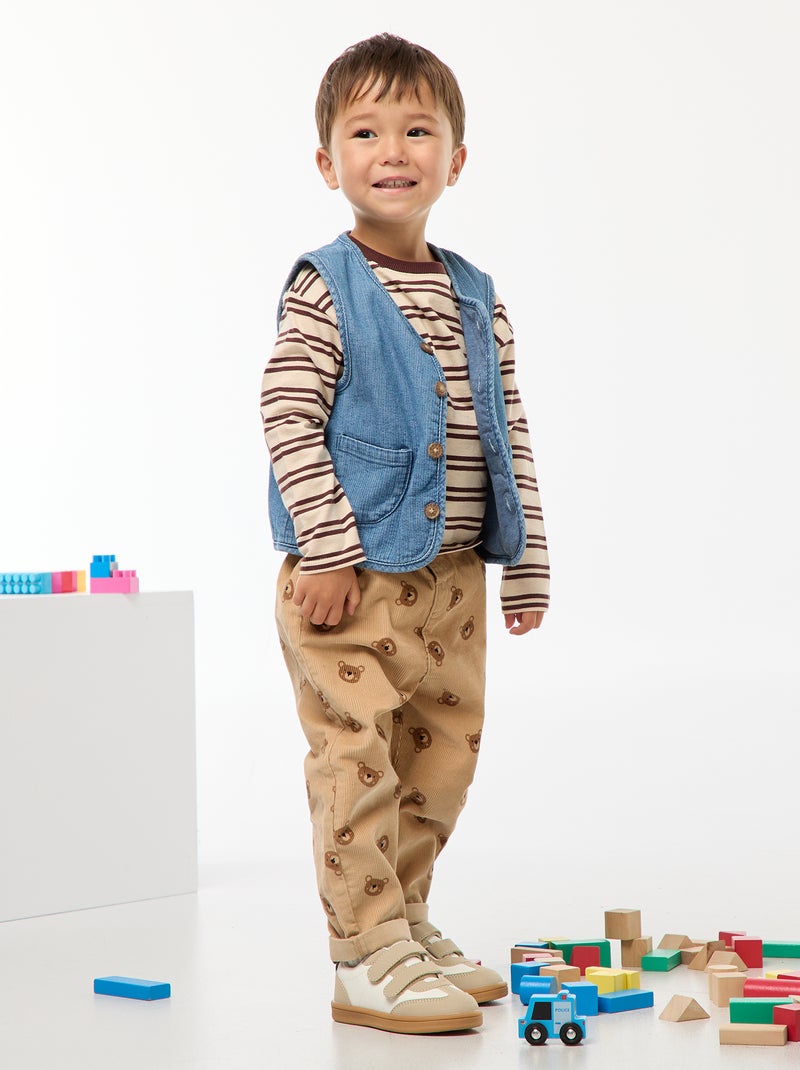 Chaleco sin mangas efecto jean de pana Azul - Kiabi