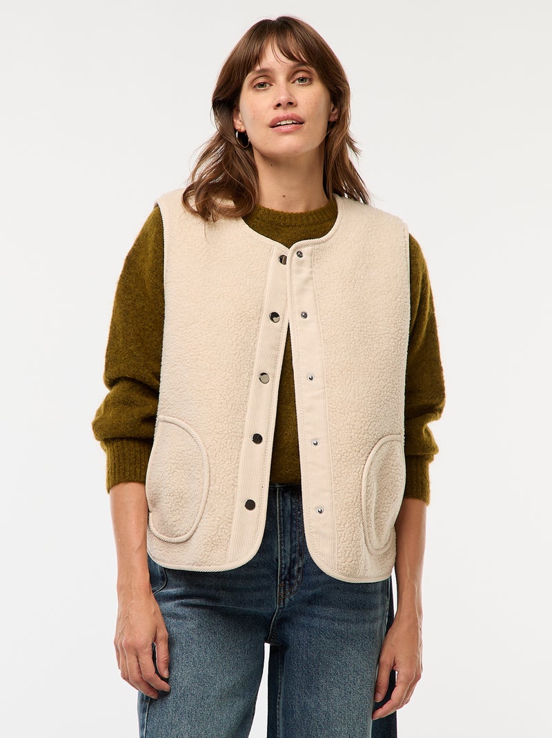 Chaleco sin mangas en sherpa Beige - Kiabi