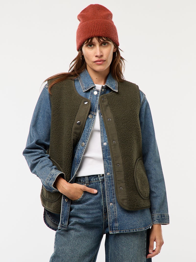 Chaleco sin mangas en sherpa Verde - Kiabi