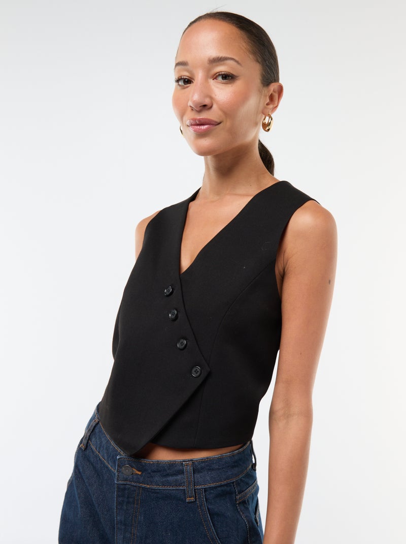 Chaleco sin mangas estilo camarero liso Negro - Kiabi