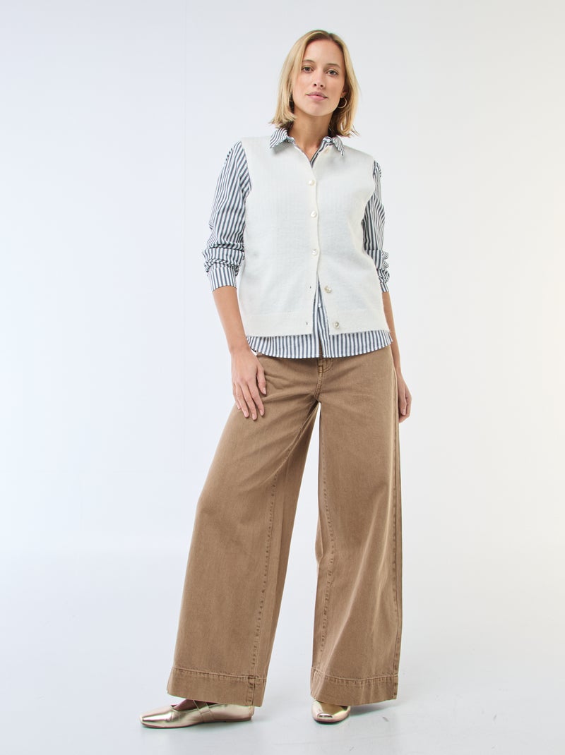 Chaleco sin mangas liso Beige - Kiabi