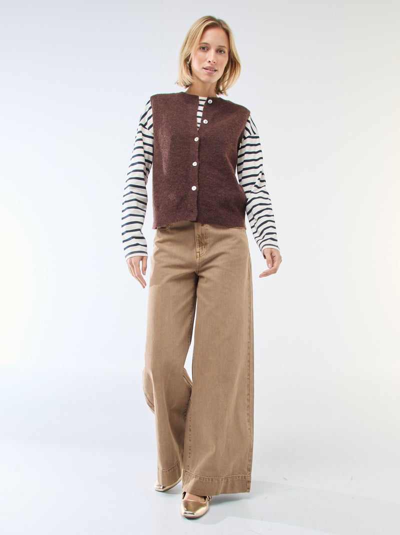 Chaleco sin mangas liso Marron - Kiabi