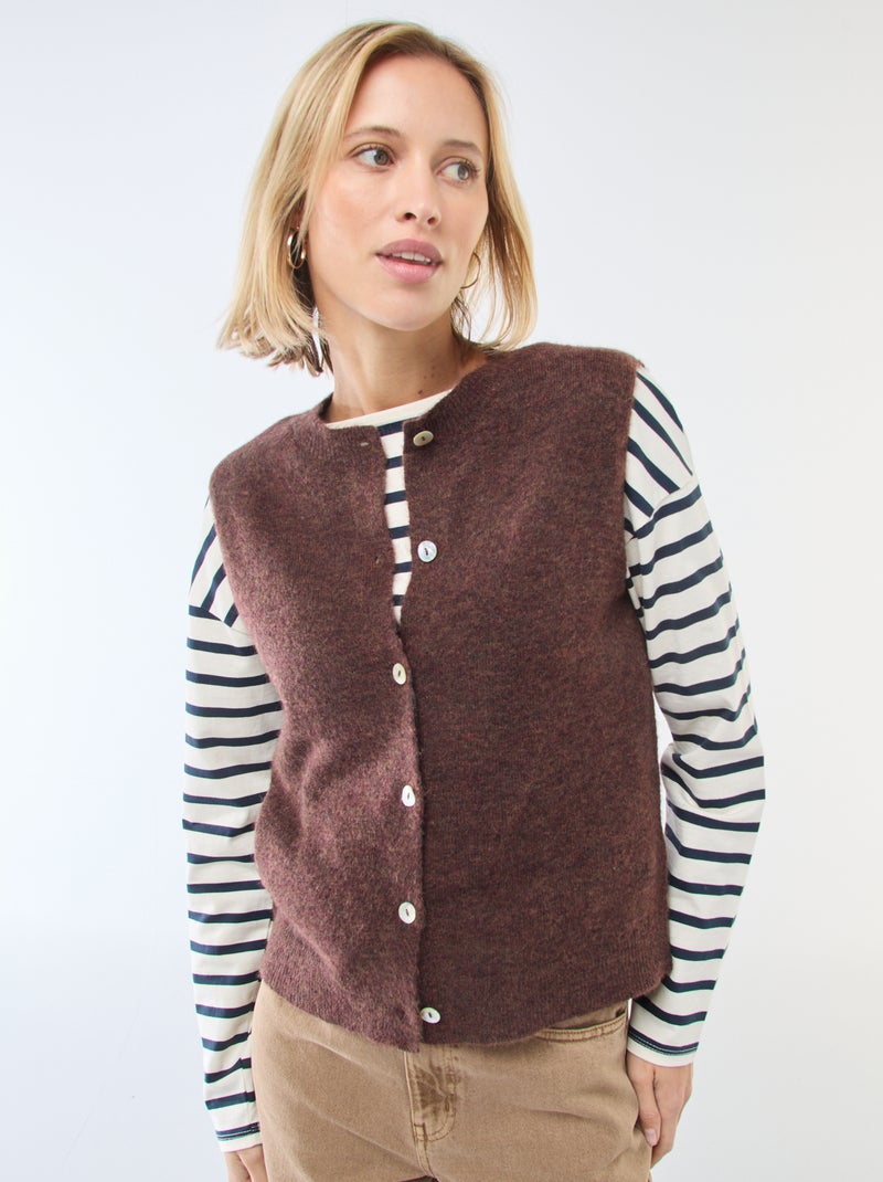 Chaleco sin mangas liso Marron - Kiabi