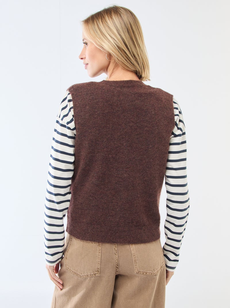 Chaleco sin mangas liso Marron - Kiabi