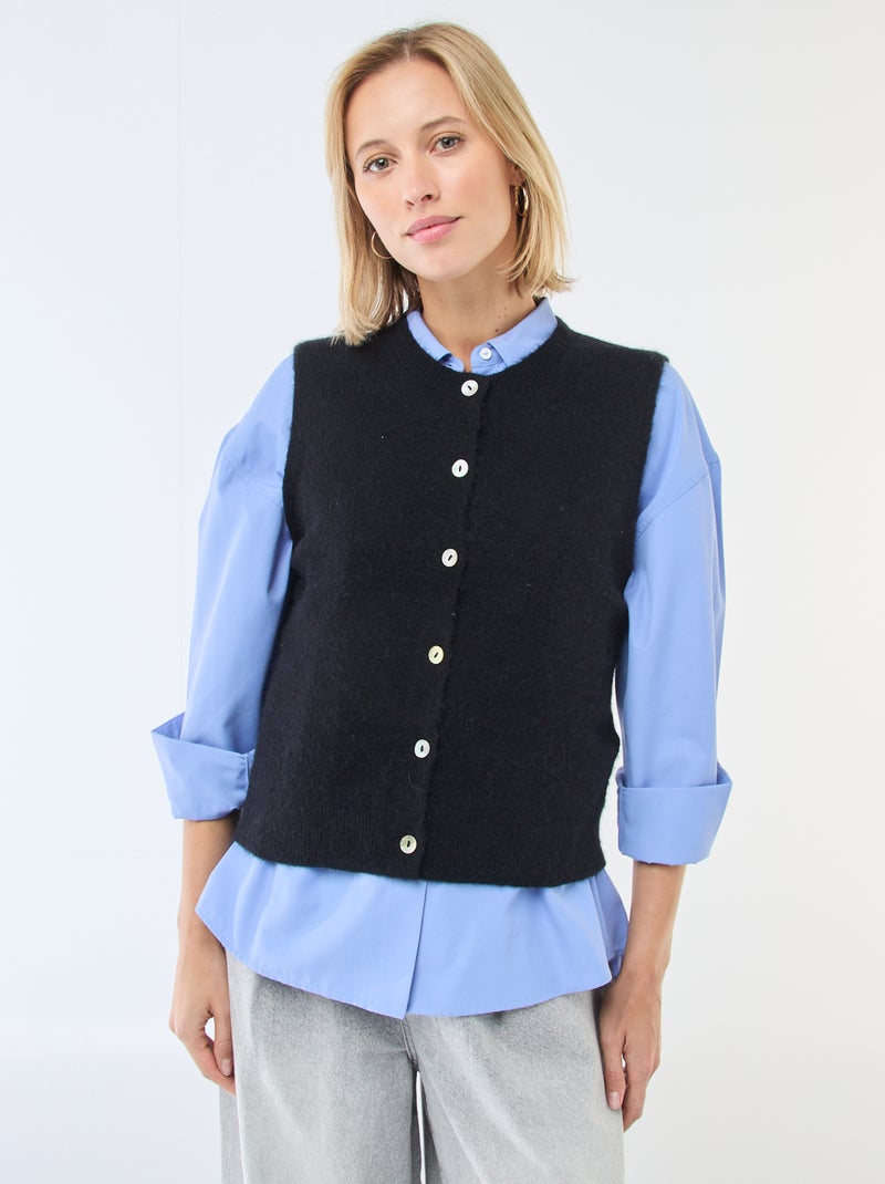 Chaleco sin mangas liso Negro - Kiabi