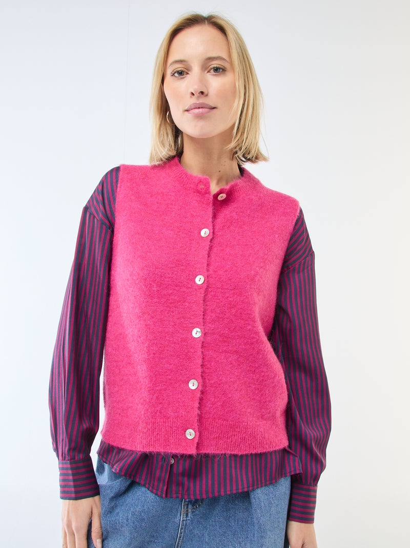 Chaleco sin mangas liso Rosa - Kiabi
