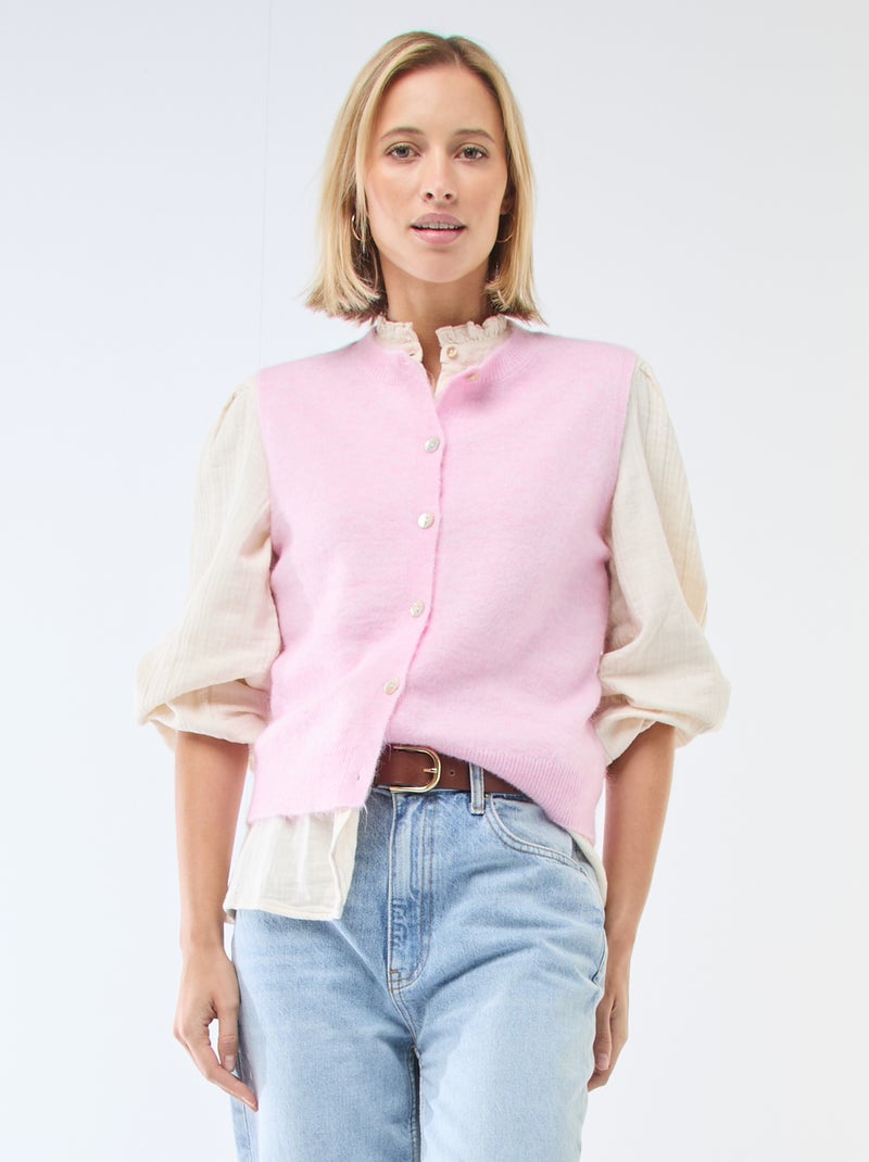Chaleco sin mangas liso Rosa - Kiabi
