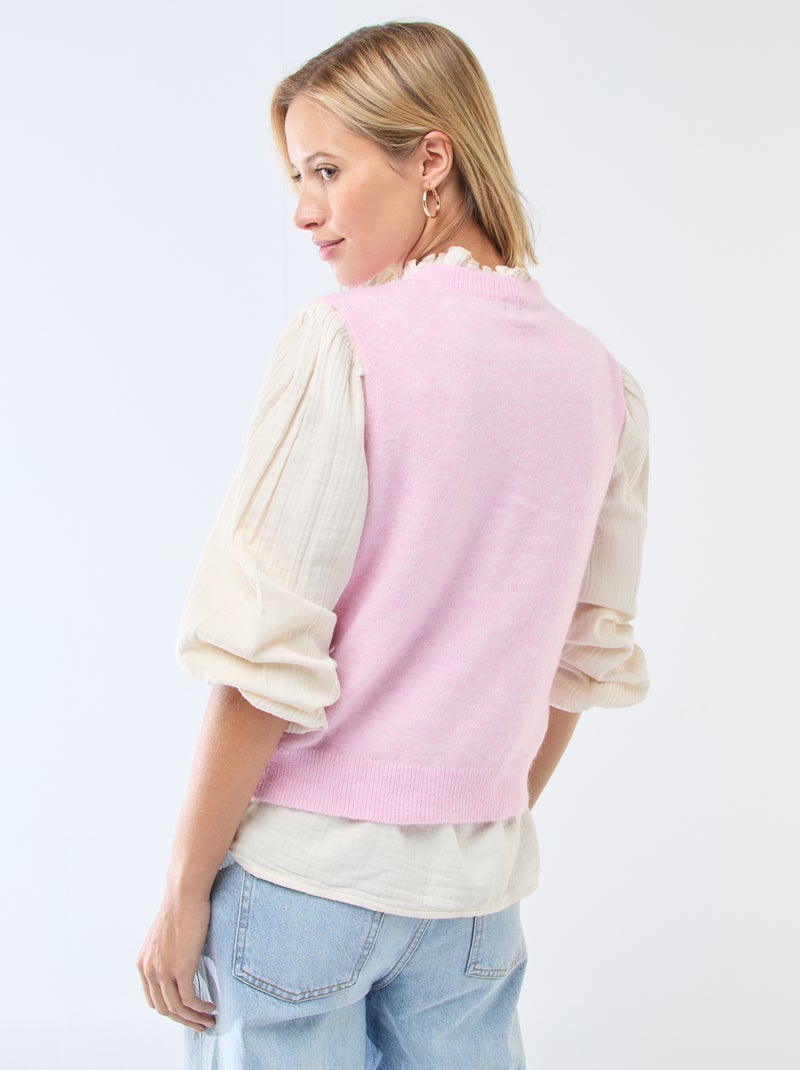 Chaleco sin mangas liso Rosa - Kiabi