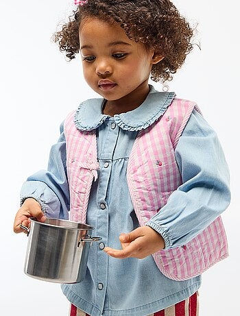 Chaleco sin mangas reversible de popelina