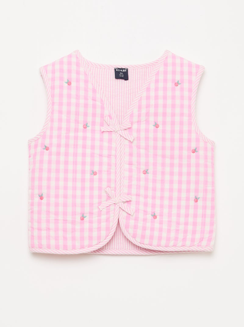 Chaleco sin mangas reversible de popelina Rosa - Kiabi
