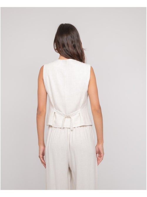 Chaleco tipo barman efecto lino URSILE - Kiabi Chaleco tipo barman efecto lino URSILE - Kiabi