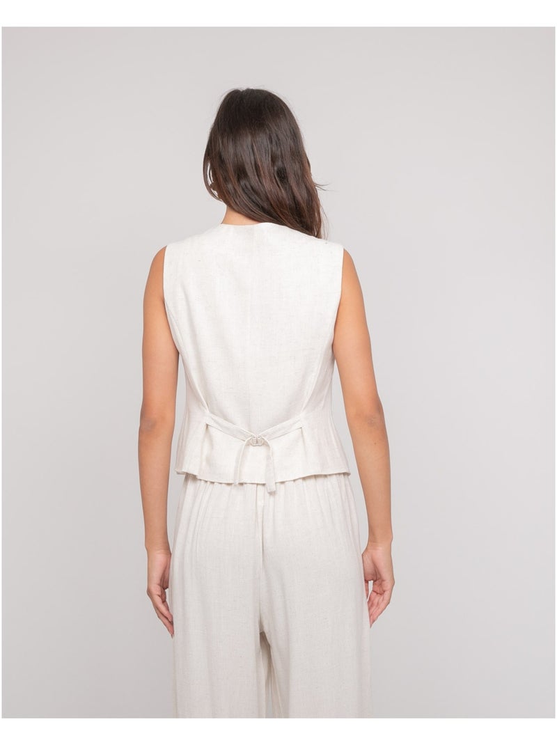 Chaleco tipo barman efecto lino URSILE Beige - Kiabi