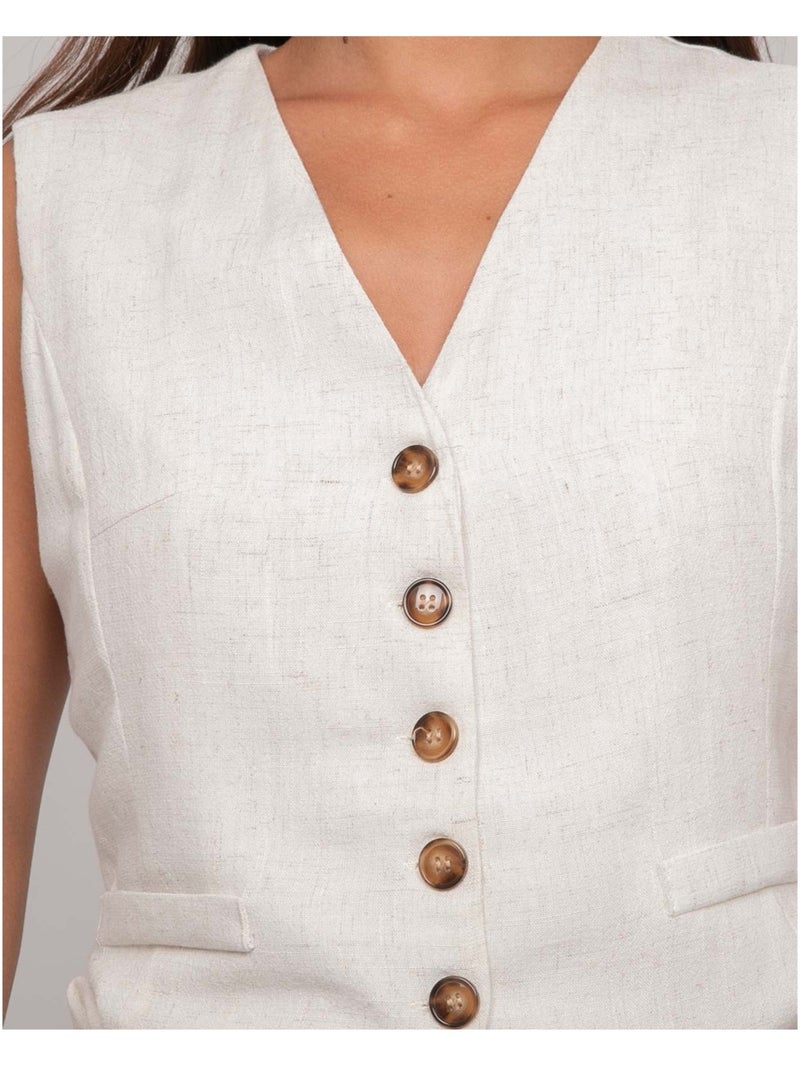 Chaleco tipo barman efecto lino URSILE Beige - Kiabi