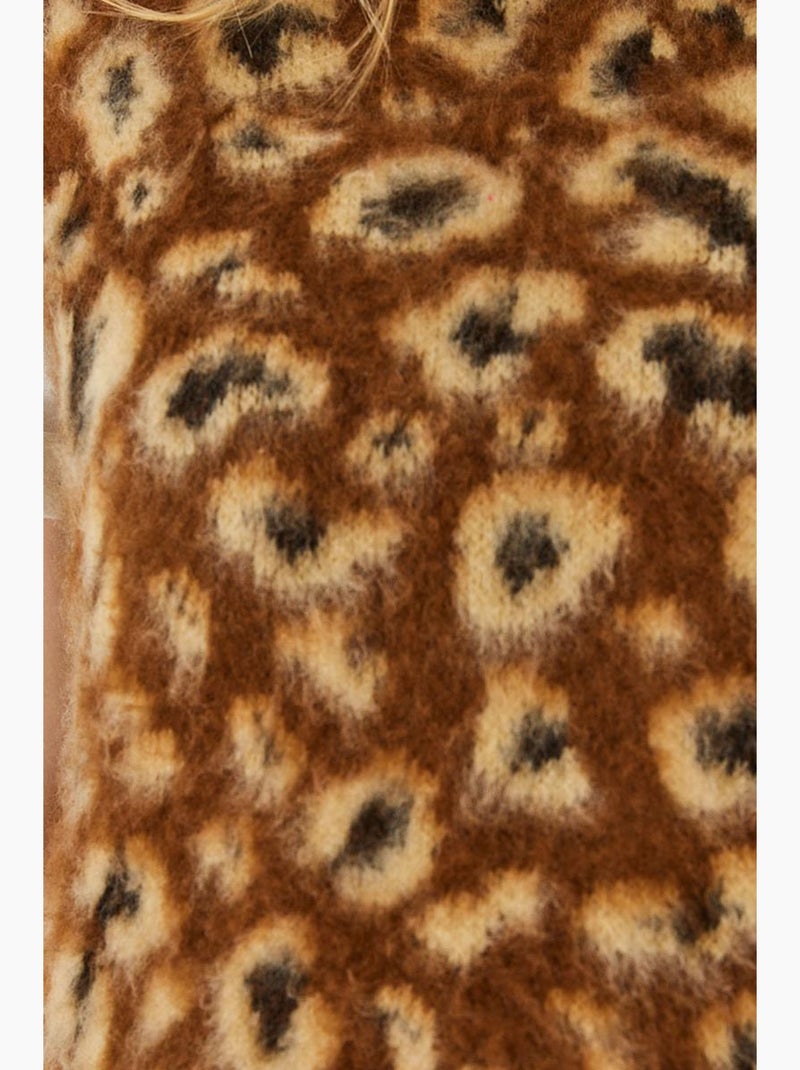 Chaleco tipo suéter con estampado de leopardo cepillado lucci Camel - Kiabi