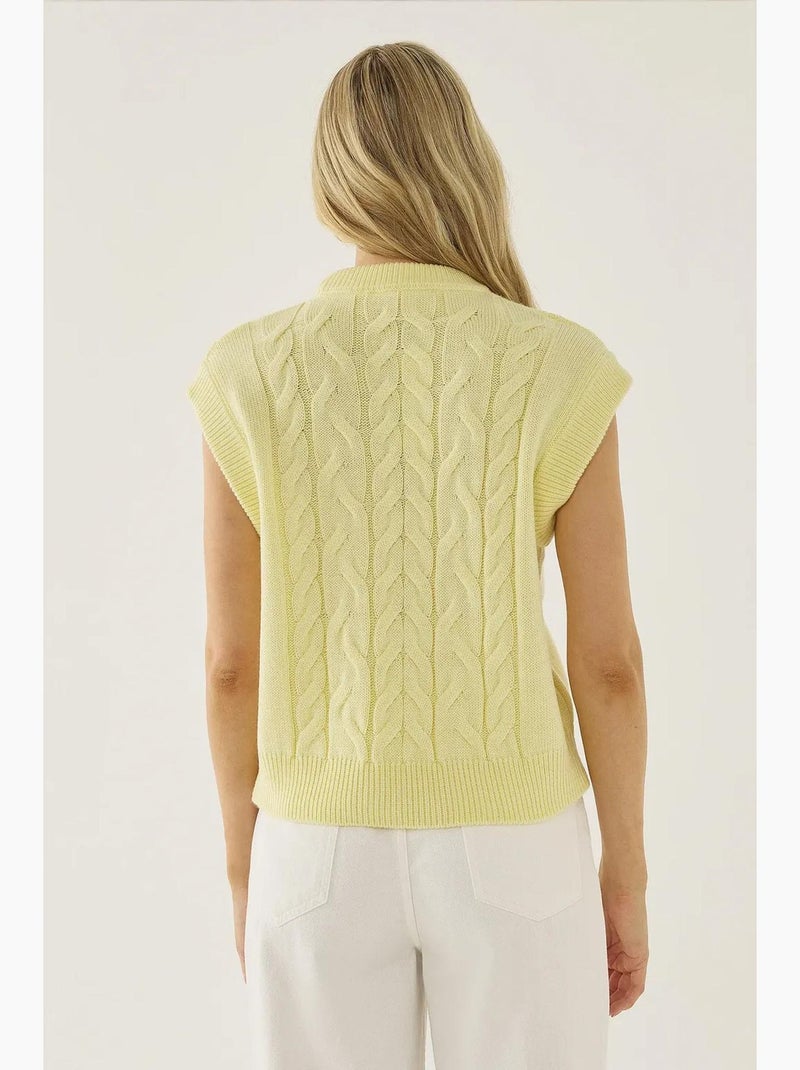Chaleco tipo suéter con patrón de trenza de pelo hiccup Amarillo limón - Kiabi
