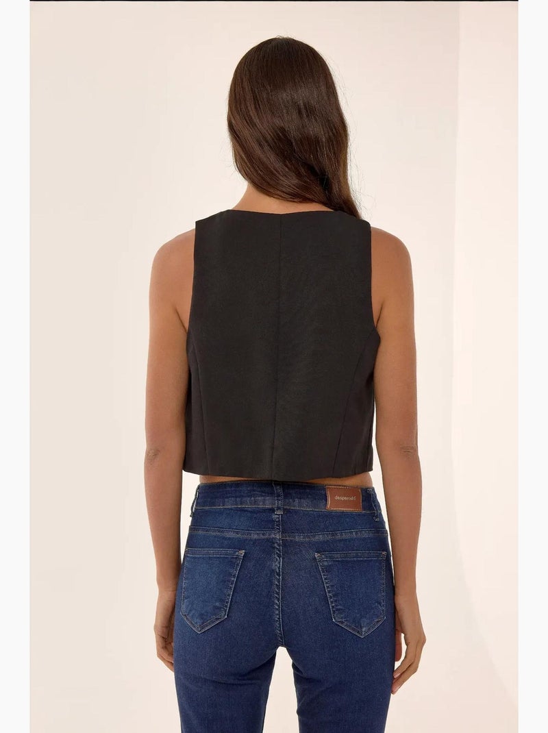 Chaleco tipo suéter corto con detalle de botones hiccup Negro - Kiabi