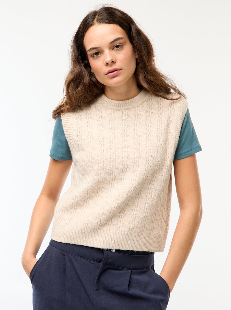 Chaleco trenzado Beige - Kiabi