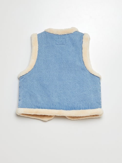 Chaleco vaquero con pelo sintético - Kiabi