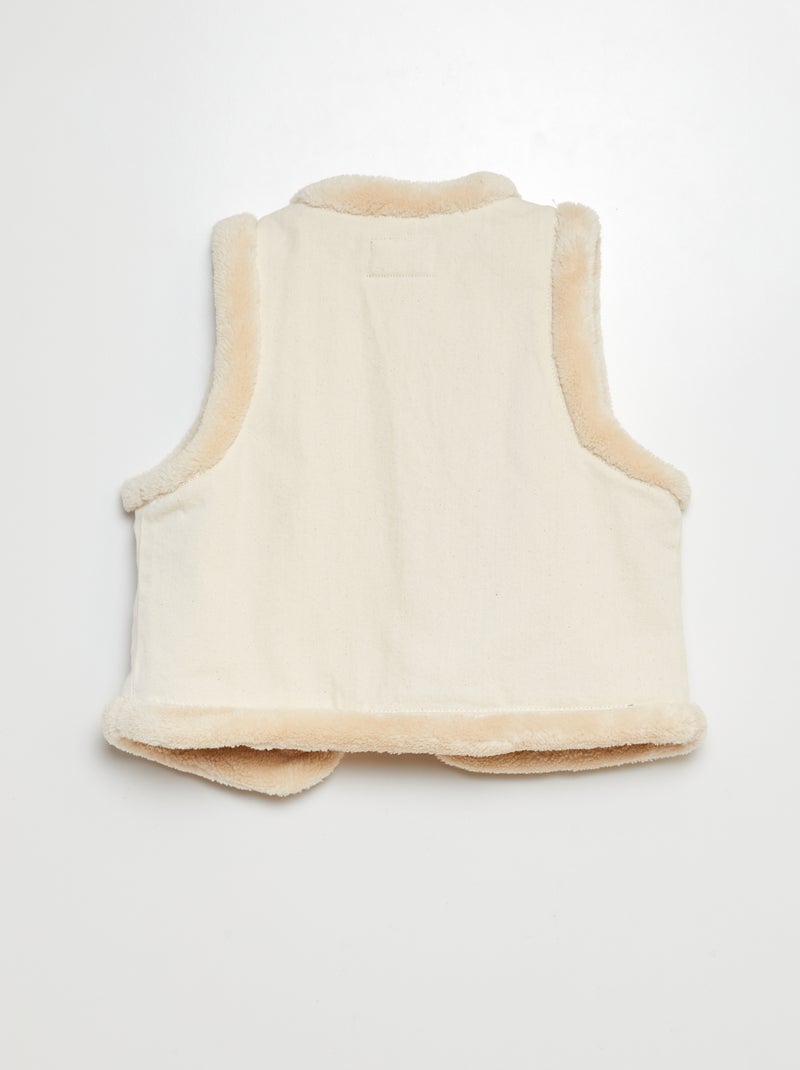 Chaleco vaquero con pelo sintético BLANCO - Kiabi