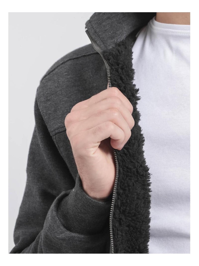 Chaleco zippé col montant WILZOKY Gris antracita - Kiabi