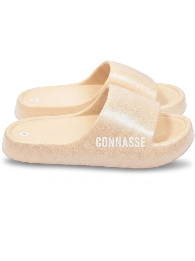 Chancla con Purpurina y Mensaje Divertido 4 Colores OZABI Beige - Kiabi