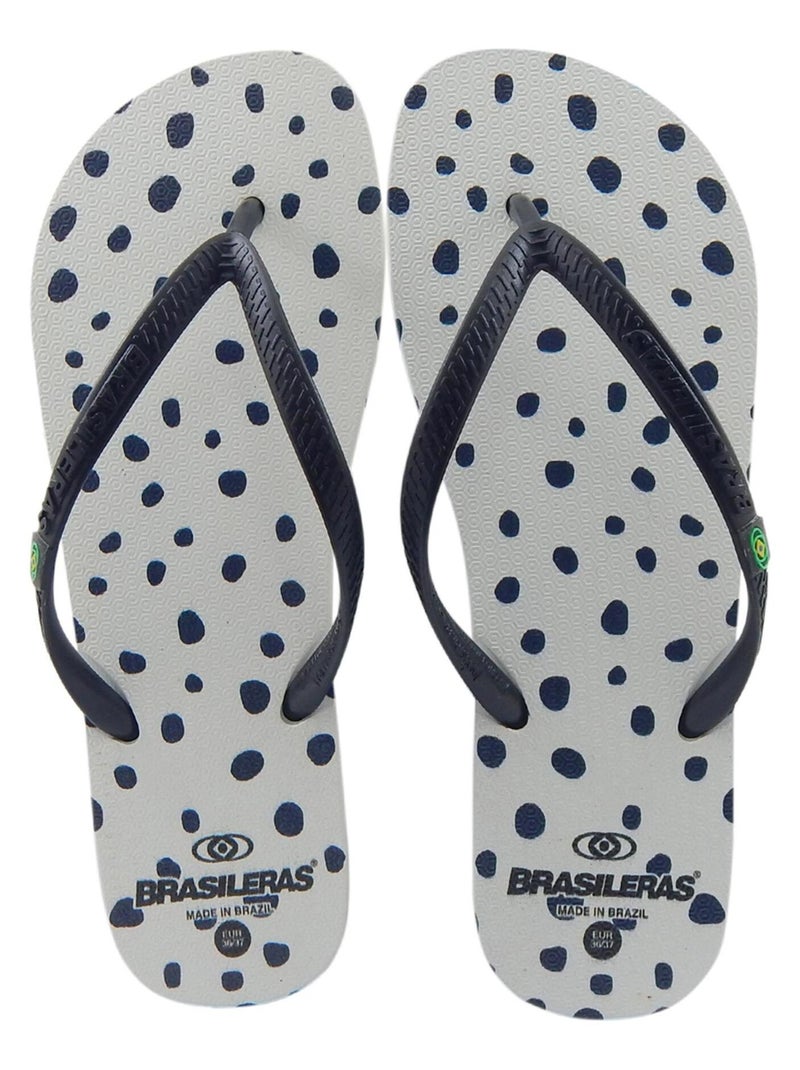 Chancla de playa de mujer Brasileras suela de goma Negro Blanco - Kiabi