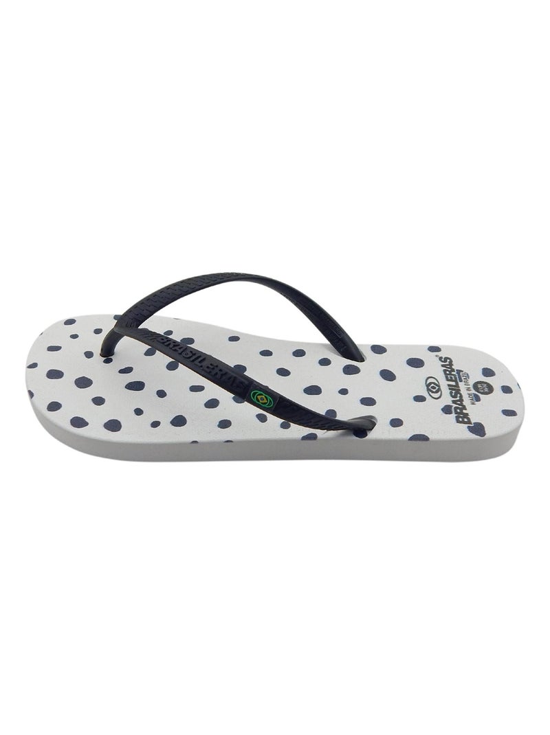 Chancla de playa de mujer Brasileras suela de goma Negro Blanco - Kiabi