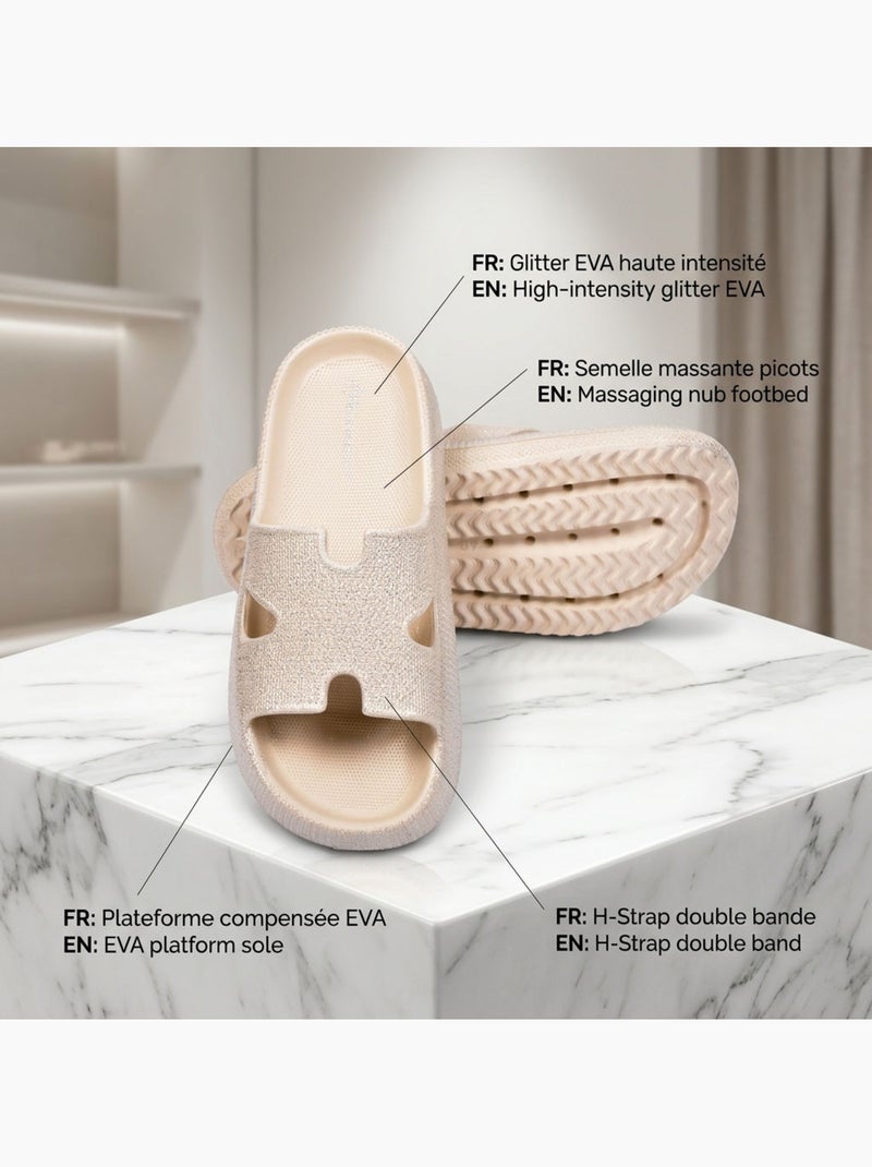 Chancla Glitter H-Strap EVA 6 Colores OZABI Beige - Kiabi