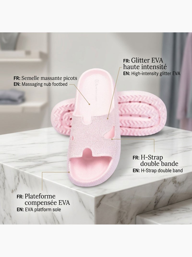 Chancla Glitter H-Strap EVA 6 Colores OZABI Rosa - Kiabi