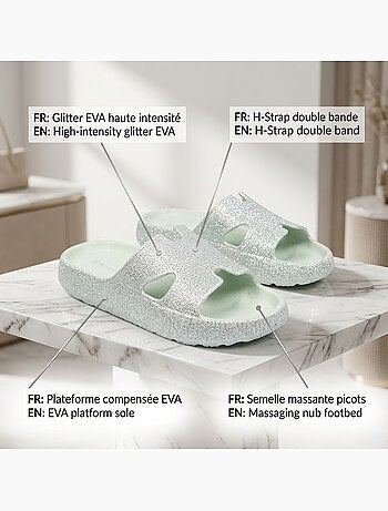 Chancla Glitter H-Strap EVA 6 Colores OZABI