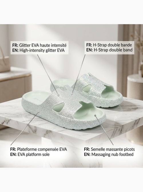 Chancla Glitter H-Strap EVA 6 Colores OZABI - Kiabi Chancla Glitter H-Strap EVA 6 Colores OZABI - Kiabi
