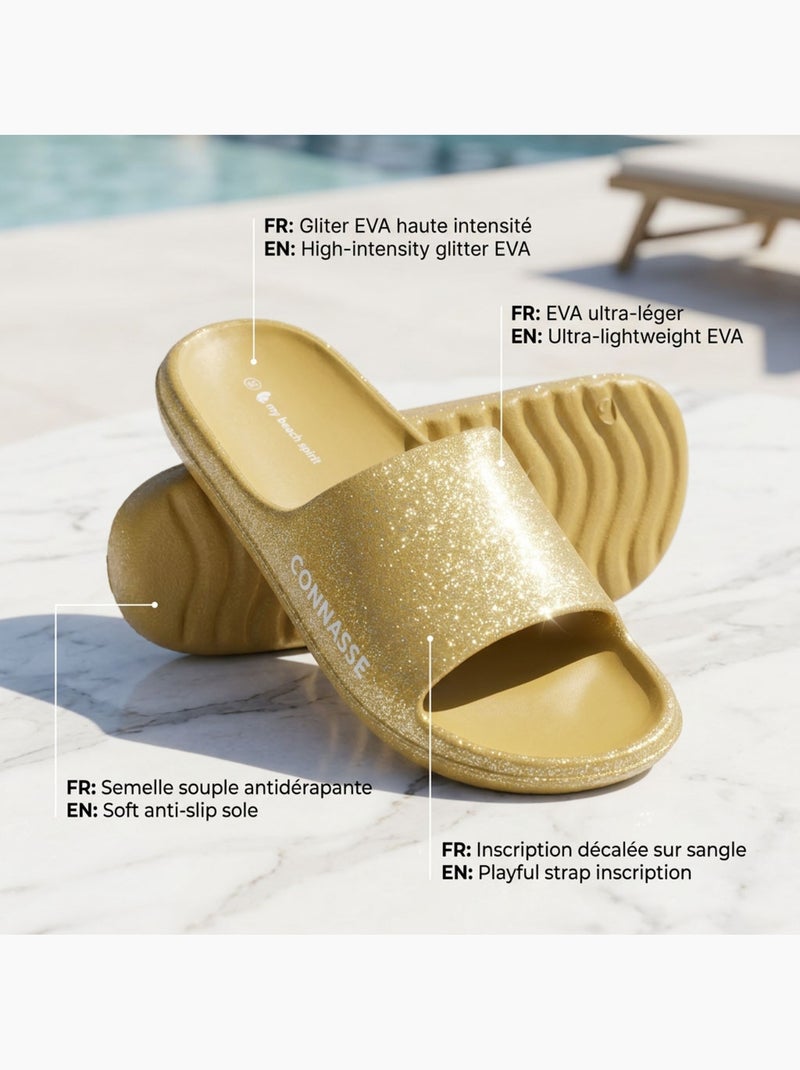 Chancla Glitter Mensaje Humor 5 Colores OZABI Oro - Kiabi